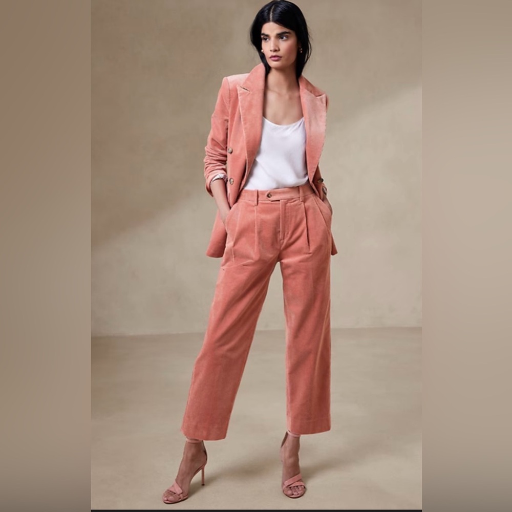 Banana Republic Rivoli Pleated Corduroy Pant Velvety Pink Size 8L NWT
